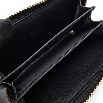 Zip Around Coin Purse Black Guccissima Leather