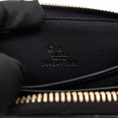 Zip Around Coin Purse Black Guccissima Leather