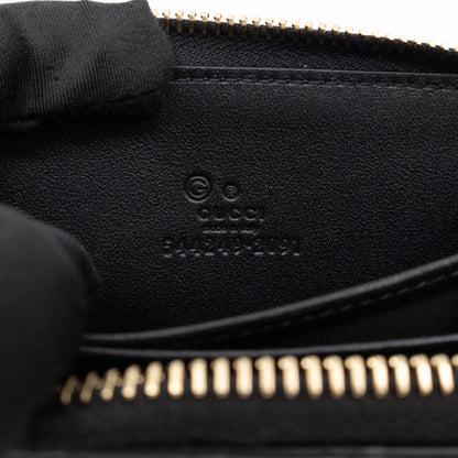 Zip Around Coin Purse Black Guccissima Leather