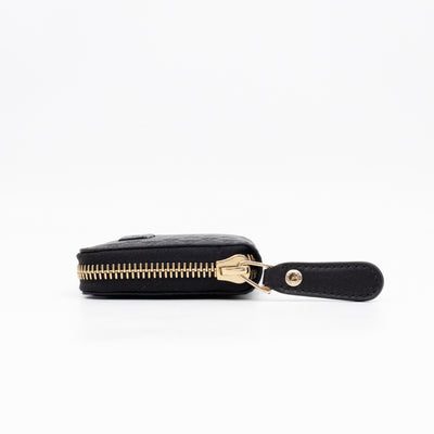 Zip Around Coin Purse Black Guccissima Leather
