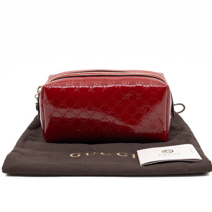 Cosmetic Pouch Red Patent Leather