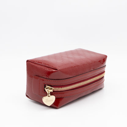 Cosmetic Pouch Red Patent Leather