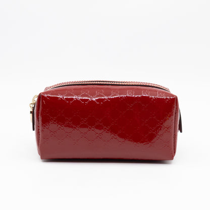 Cosmetic Pouch Red Patent Leather