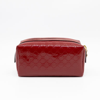 Cosmetic Pouch Red Patent Leather