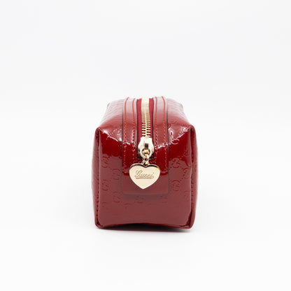Cosmetic Pouch Red Patent Leather