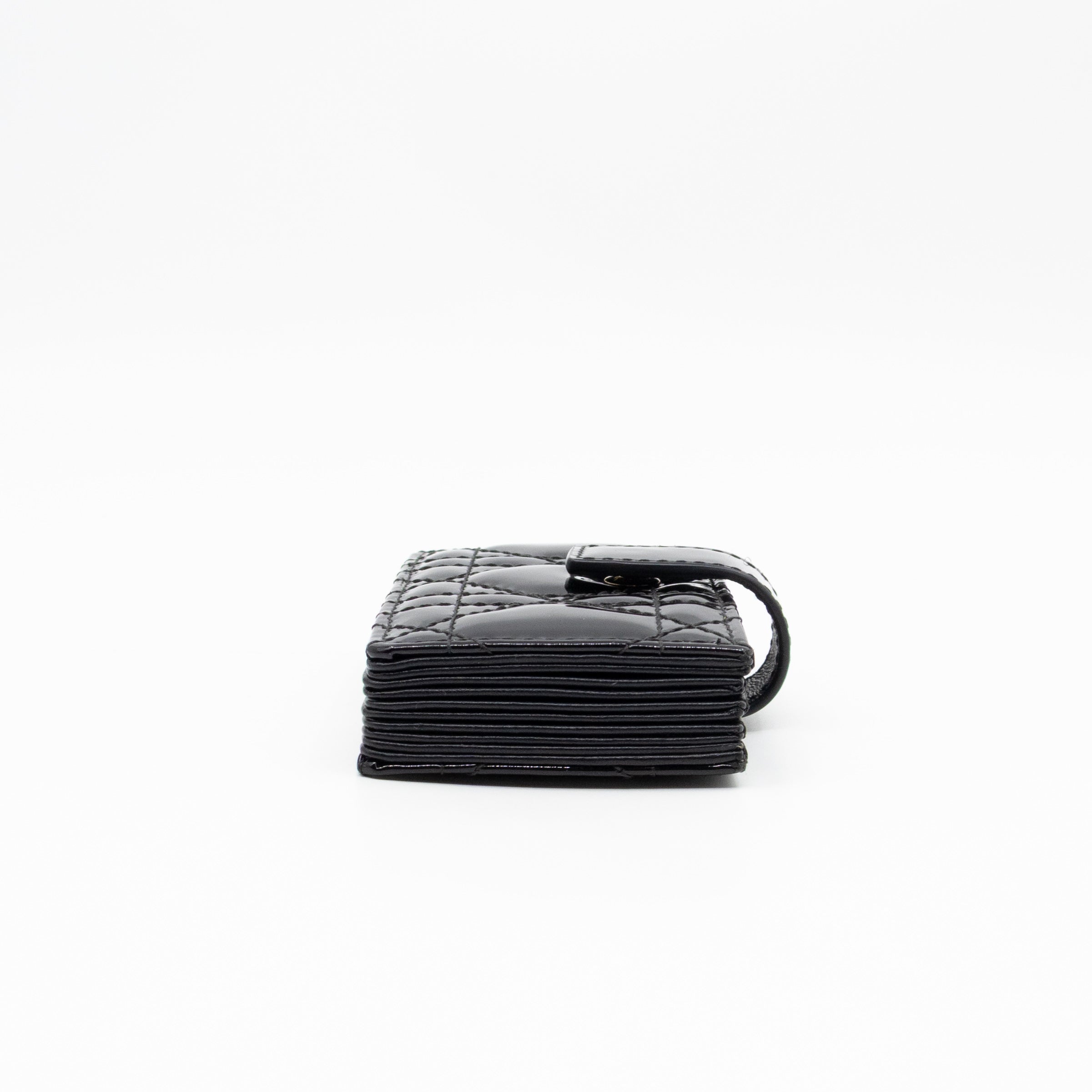 Lady Dior Jasmine Card Holder Black Patent Leather