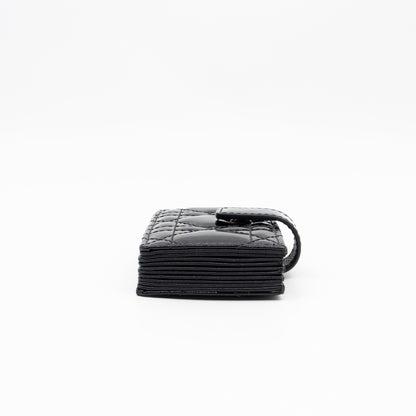 Lady Dior Jasmine Card Holder Black Patent Leather