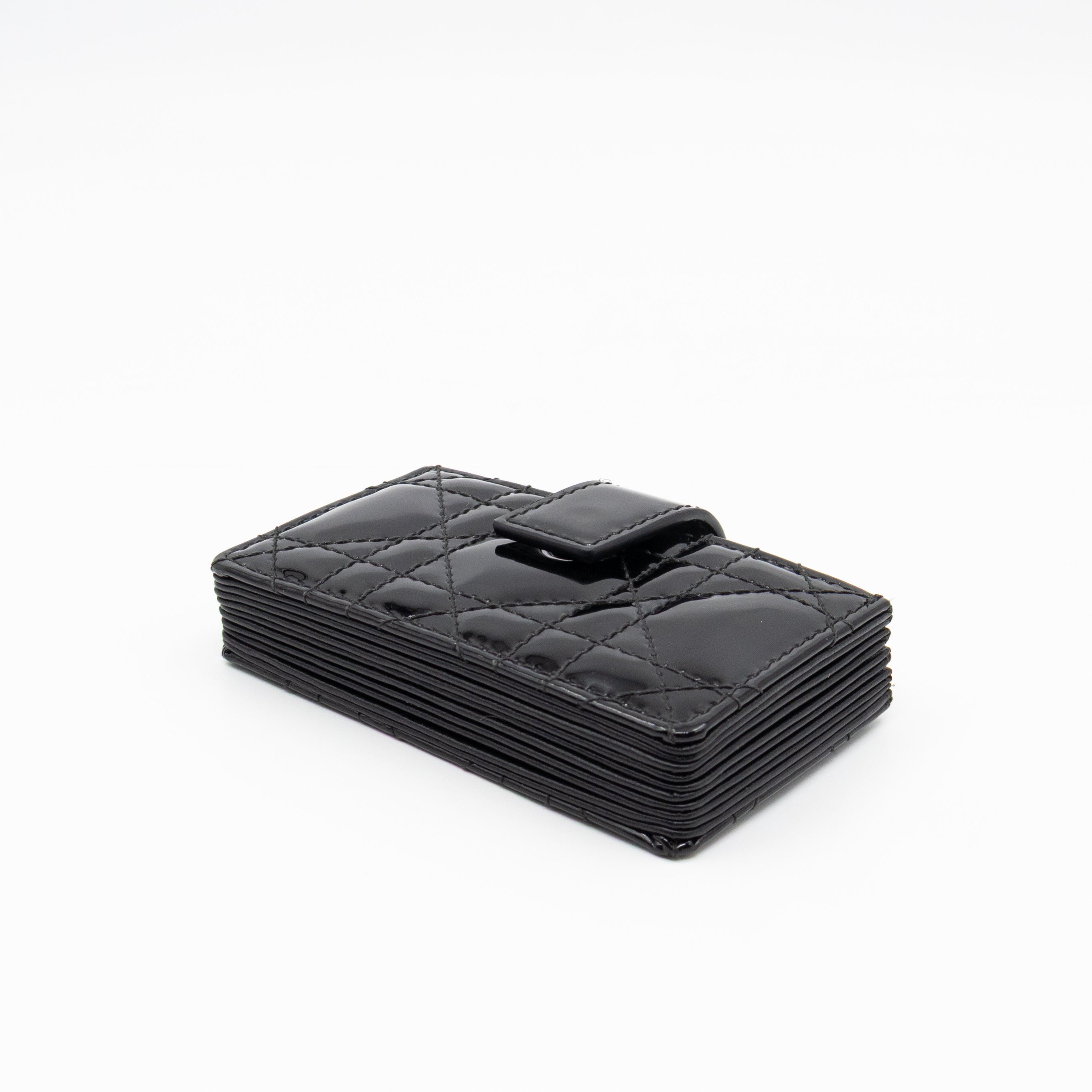 Lady Dior Jasmine Card Holder Black Patent Leather