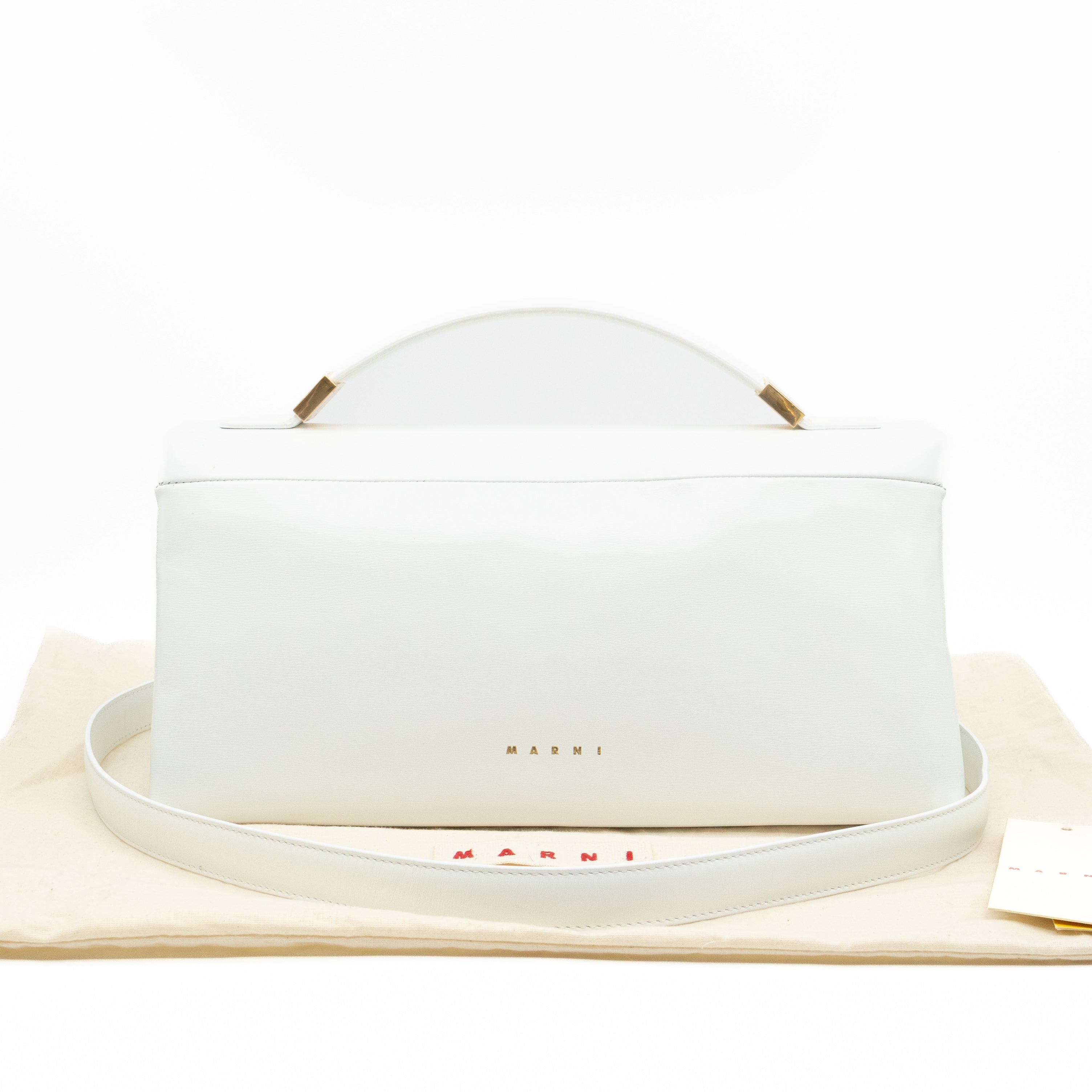 Prisma Padded Shoulder Bag White Leather