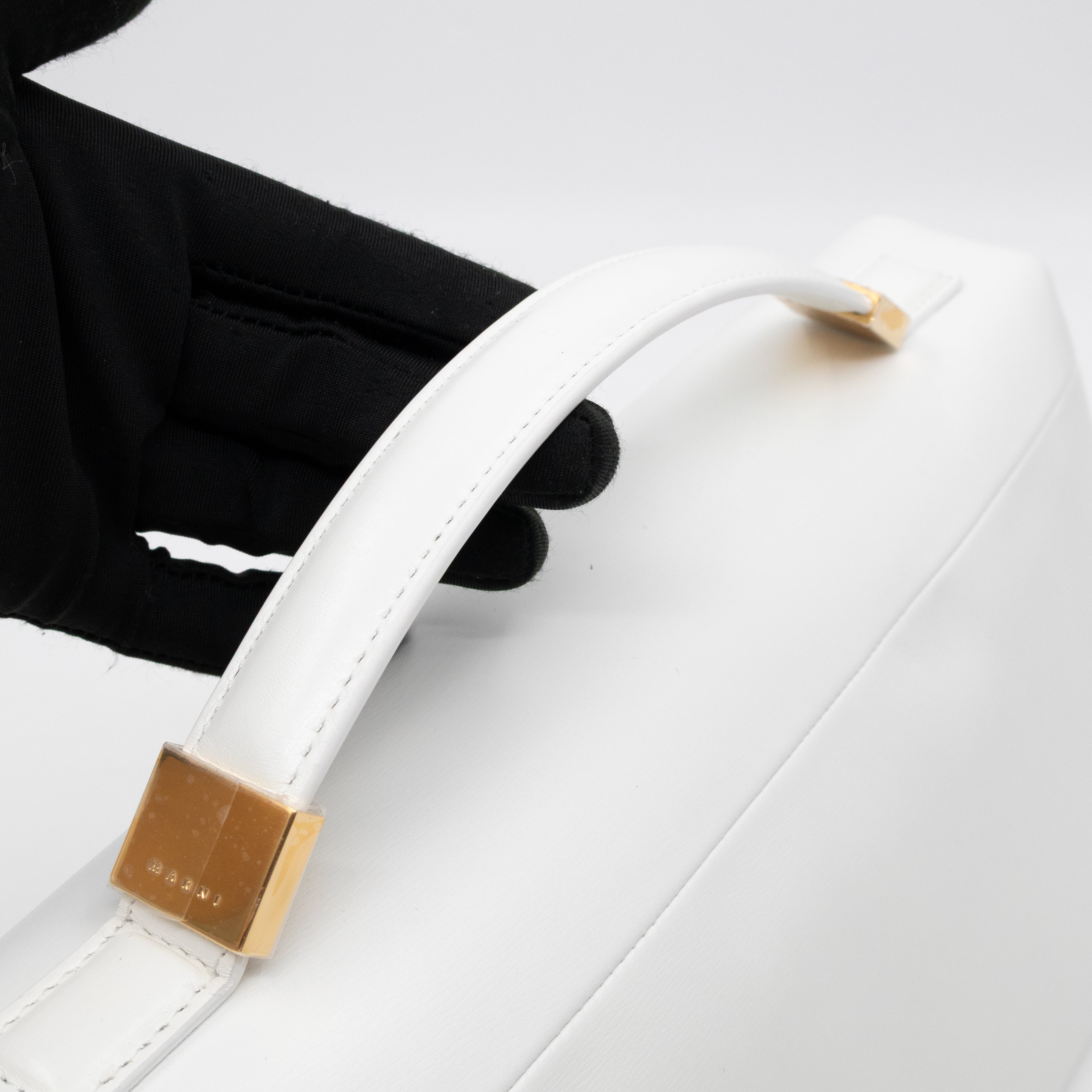 Prisma Padded Shoulder Bag White Leather