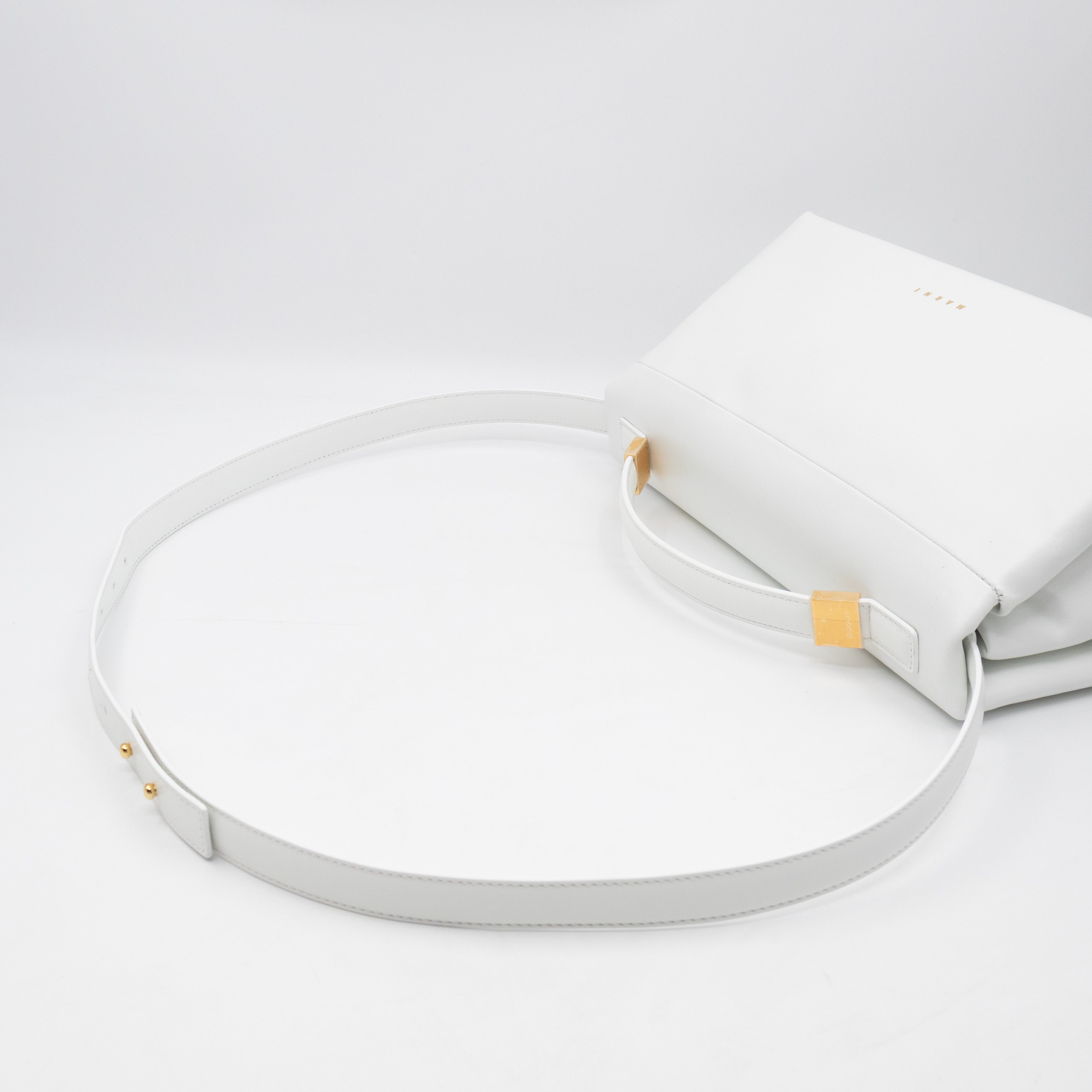 Prisma Padded Shoulder Bag White Leather