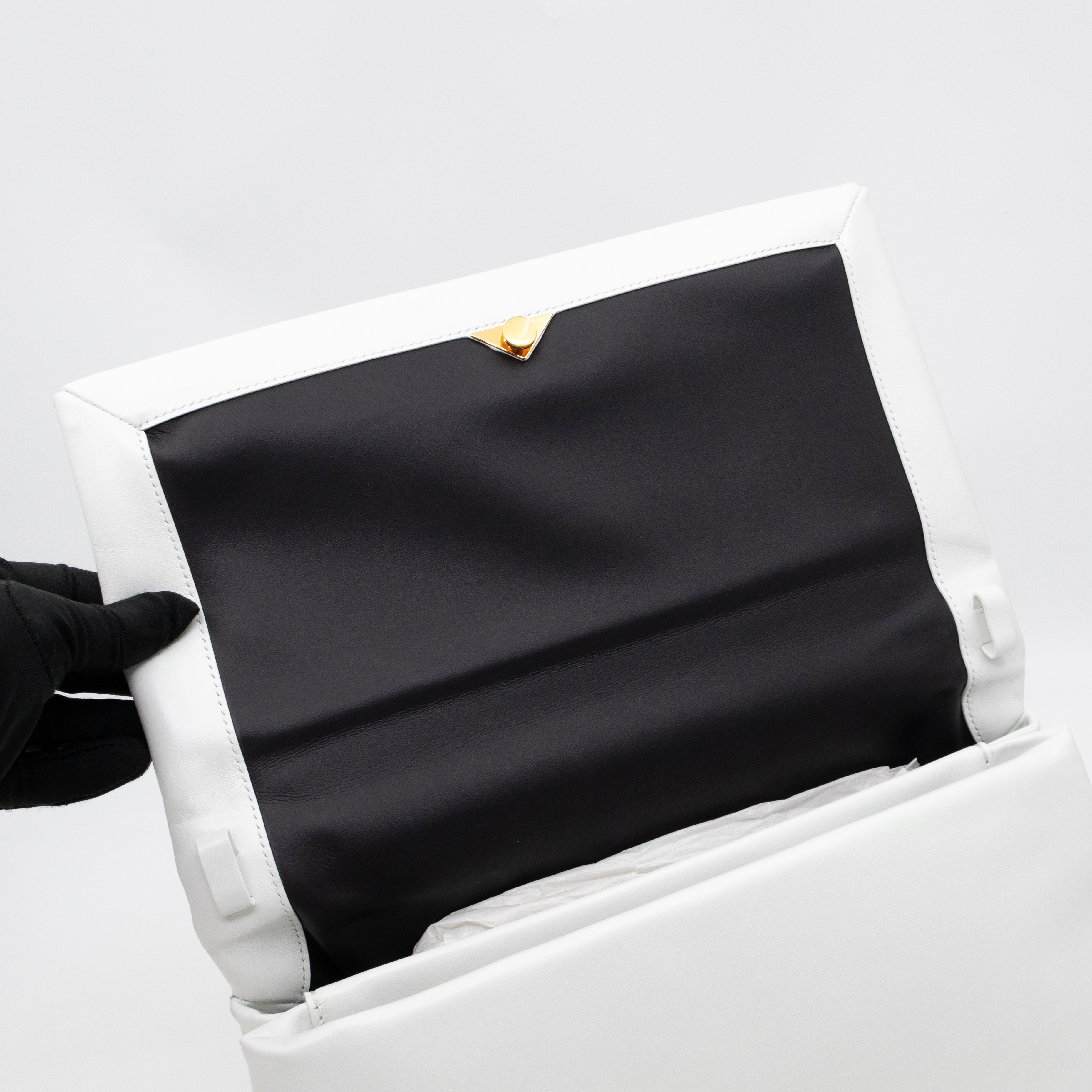 Prisma Padded Shoulder Bag White Leather