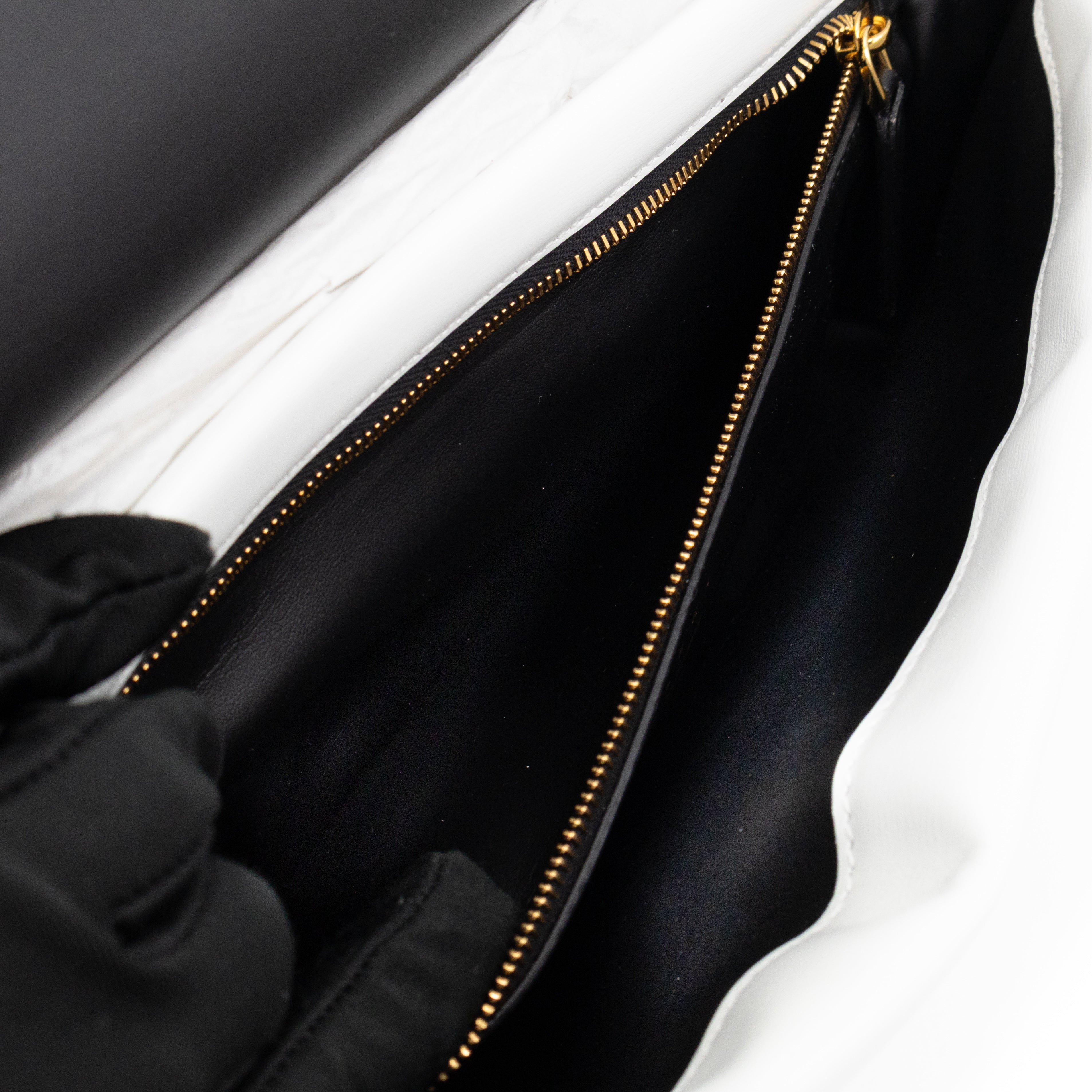 Prisma Padded Shoulder Bag White Leather