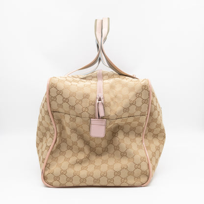 Web Carry On Duffle Bag Medium Beige GG Canvas