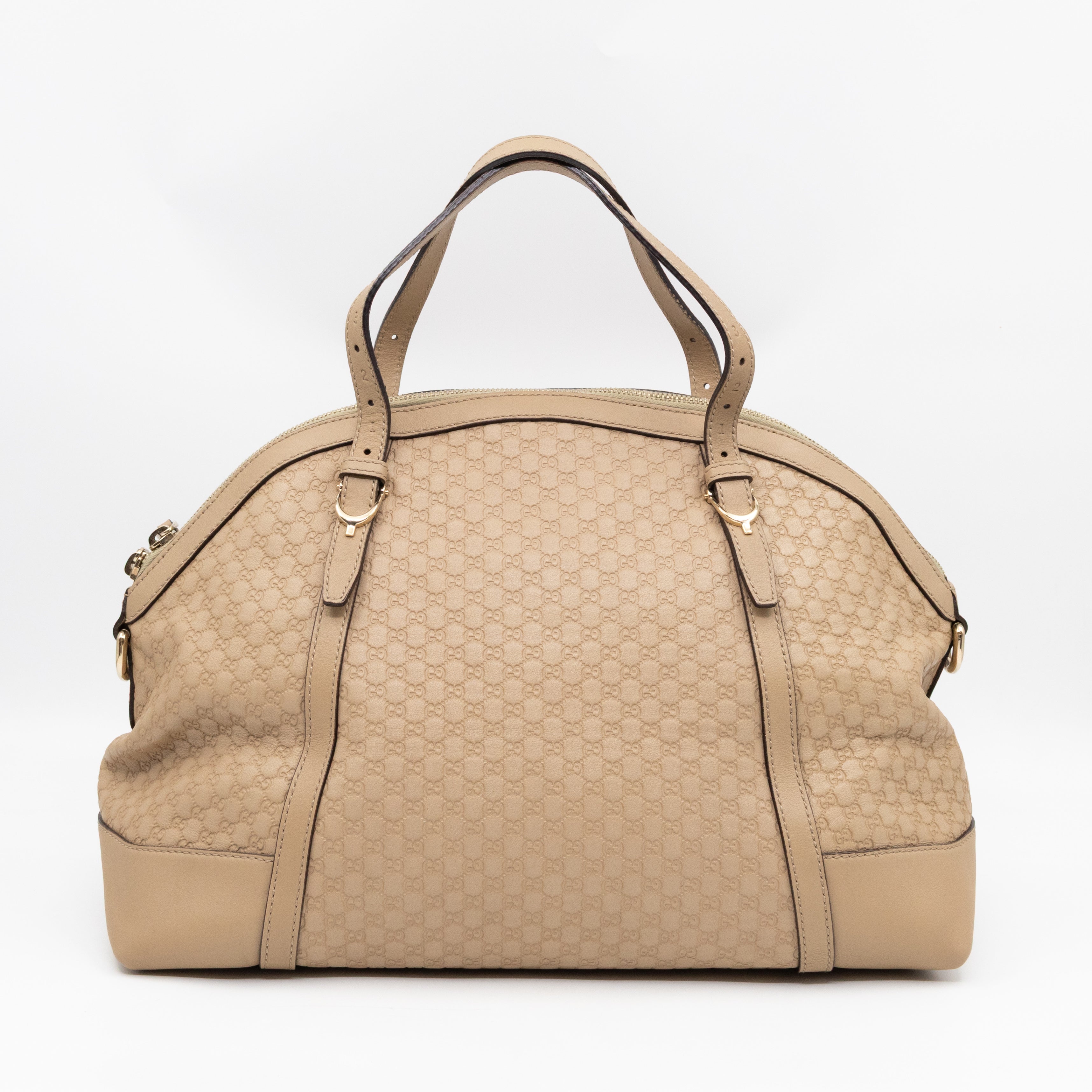 Nice Top Handle Bag Beige Microguccissima Leather