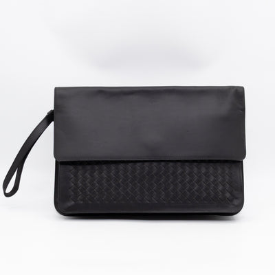 Document Case Black Intrecciato Leather