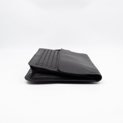 Document Case Black Intrecciato Leather