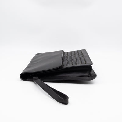 Document Case Black Intrecciato Leather