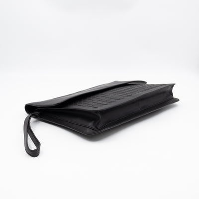 Document Case Black Intrecciato Leather