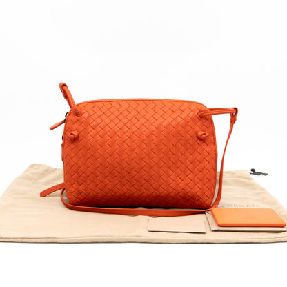 Nodini Crossbody Intrecciato Woven Orange Nappa Leather