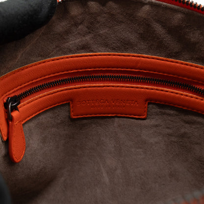 Nodini Crossbody Intrecciato Woven Orange Nappa Leather