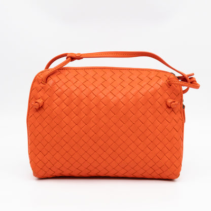Nodini Crossbody Intrecciato Woven Orange Nappa Leather