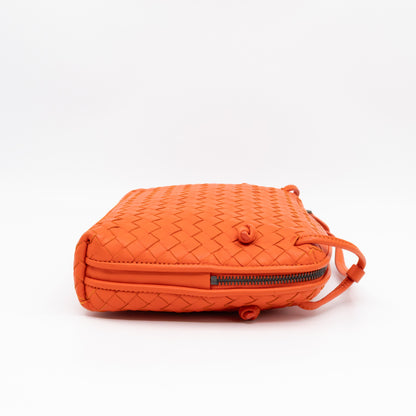 Nodini Crossbody Intrecciato Woven Orange Nappa Leather