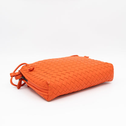Nodini Crossbody Intrecciato Woven Orange Nappa Leather