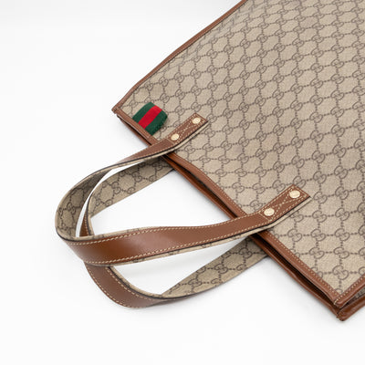 Web Loop Tote Large GG Supreme Canvas Brown