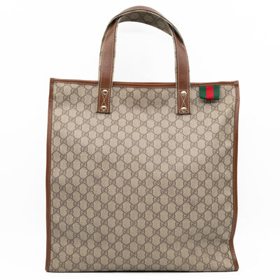 Web Loop Tote Large GG Supreme Canvas Brown