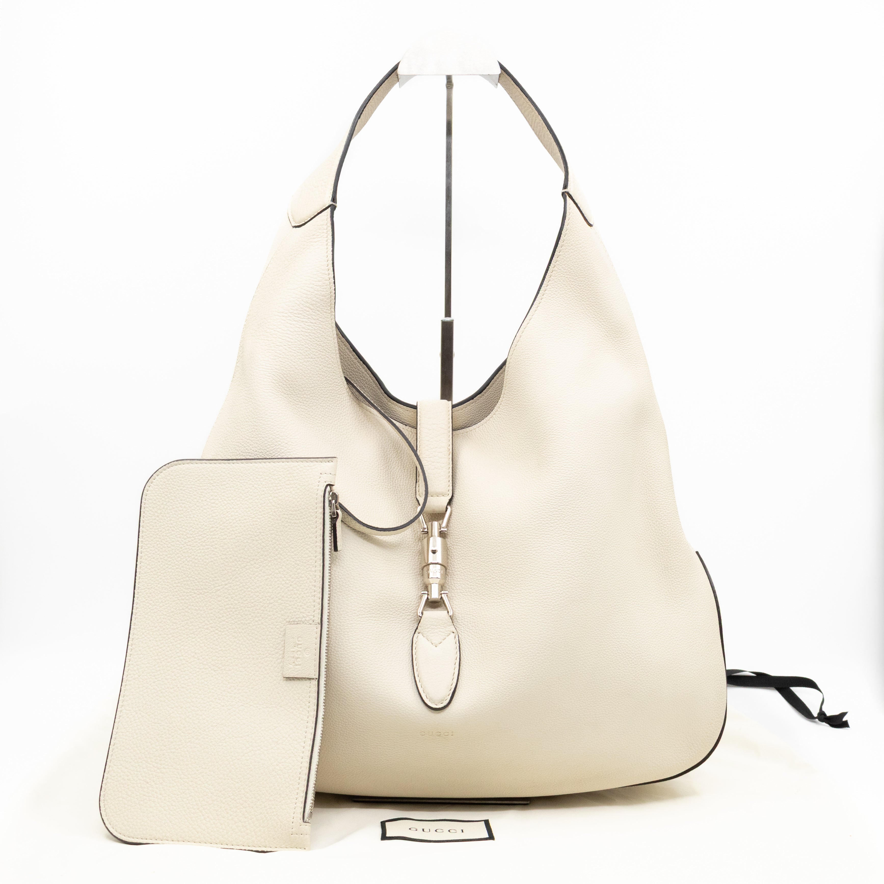 Jackie Large Hobo Bag White Leather
