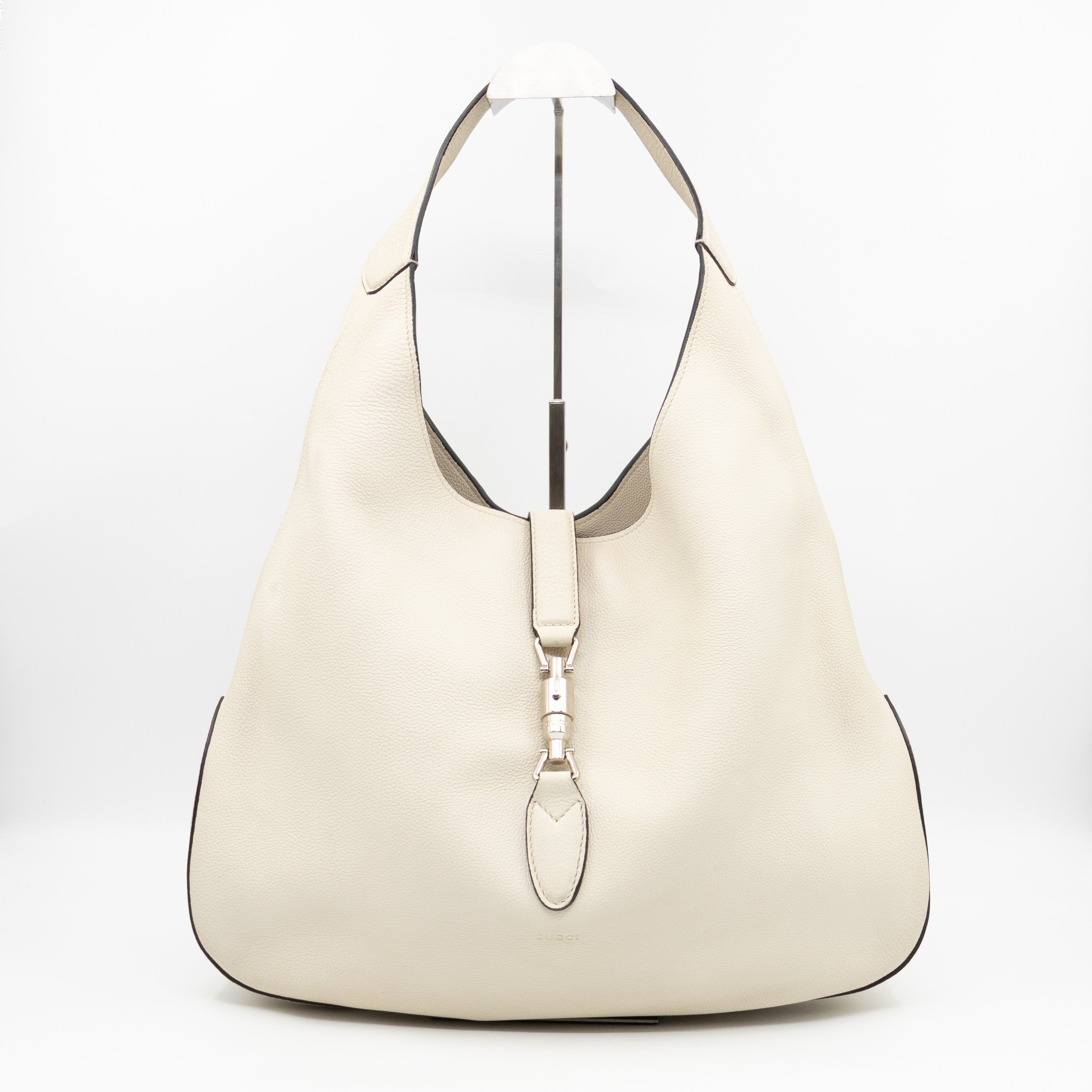 Jackie Large Hobo Bag White Leather