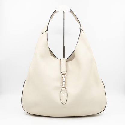 Jackie Large Hobo Bag White Leather