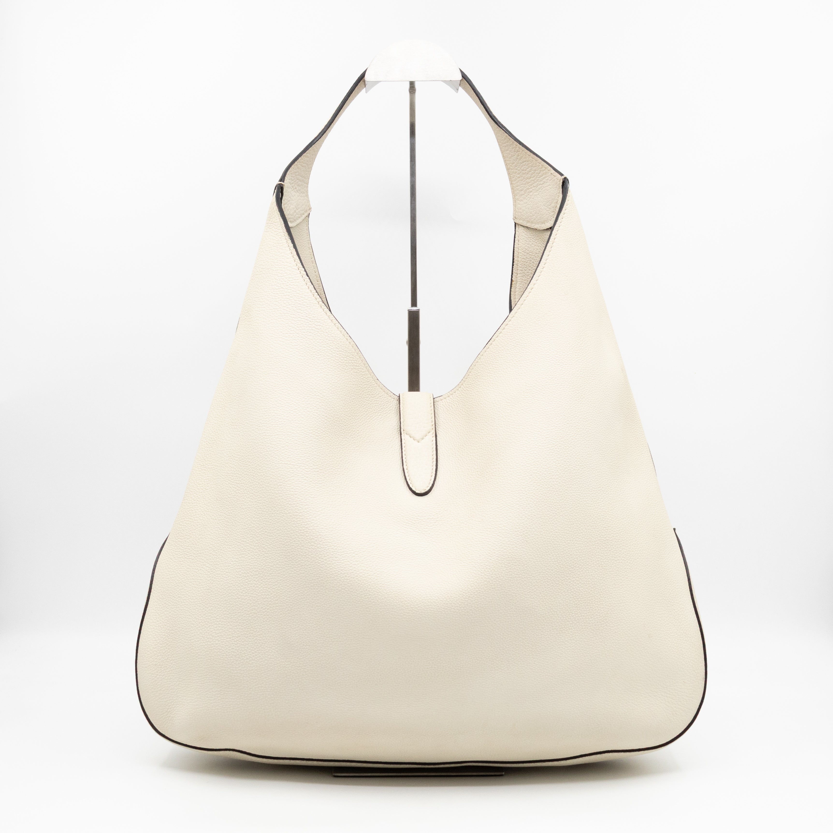 Jackie Large Hobo Bag White Leather