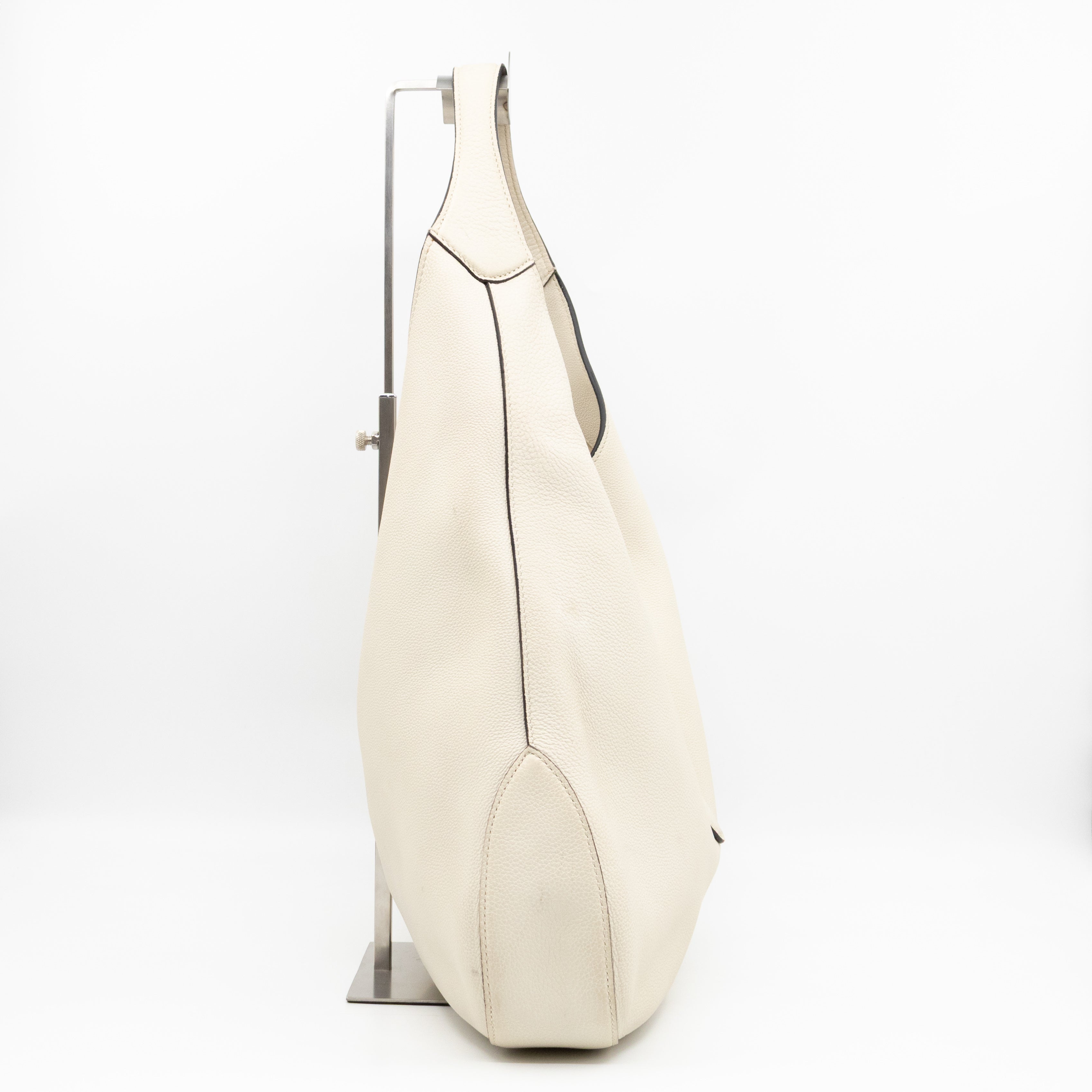 Jackie Large Hobo Bag White Leather