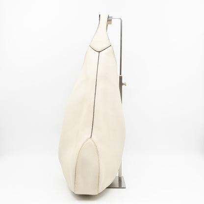 Jackie Large Hobo Bag White Leather