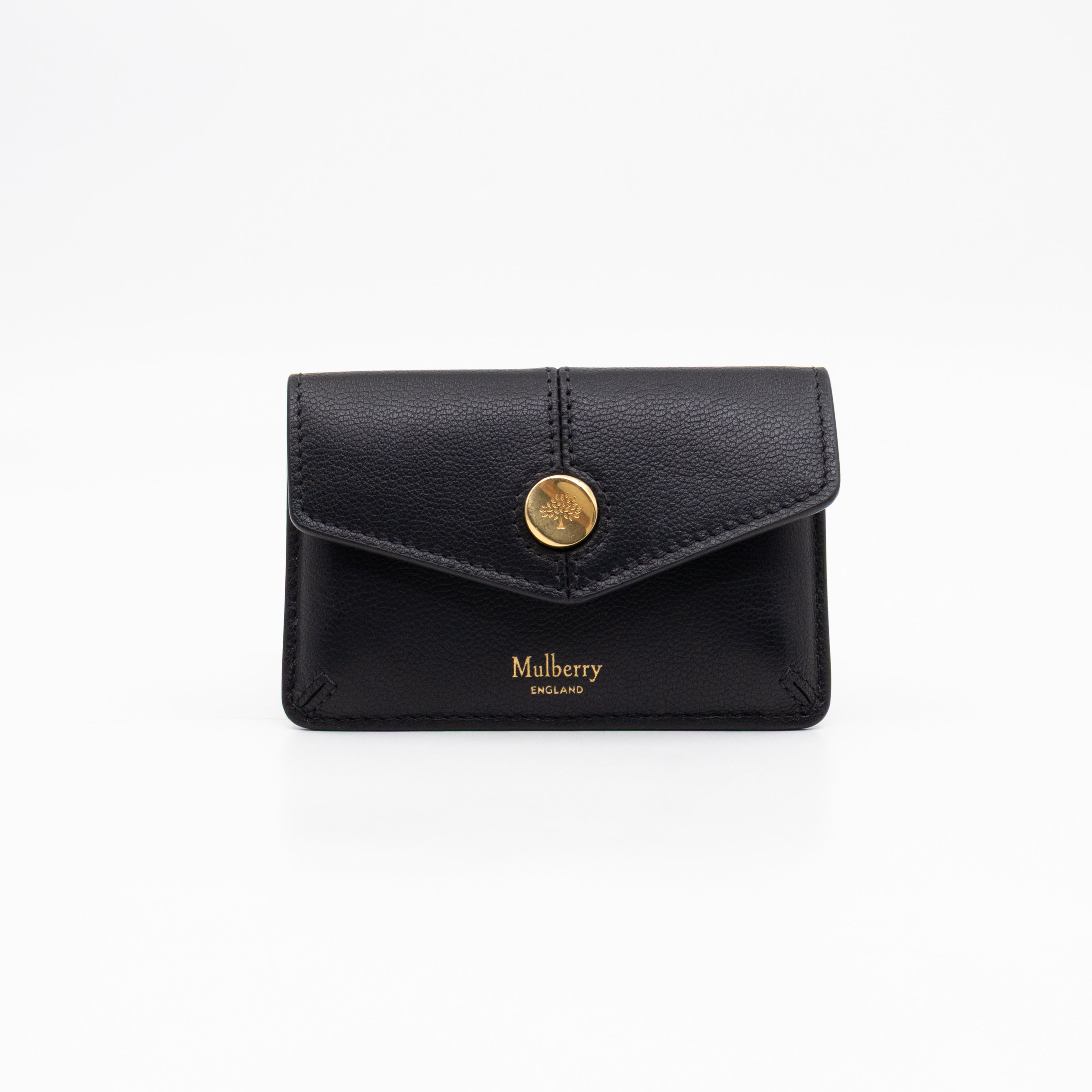 Press Stud Coin Pouch Black Leather