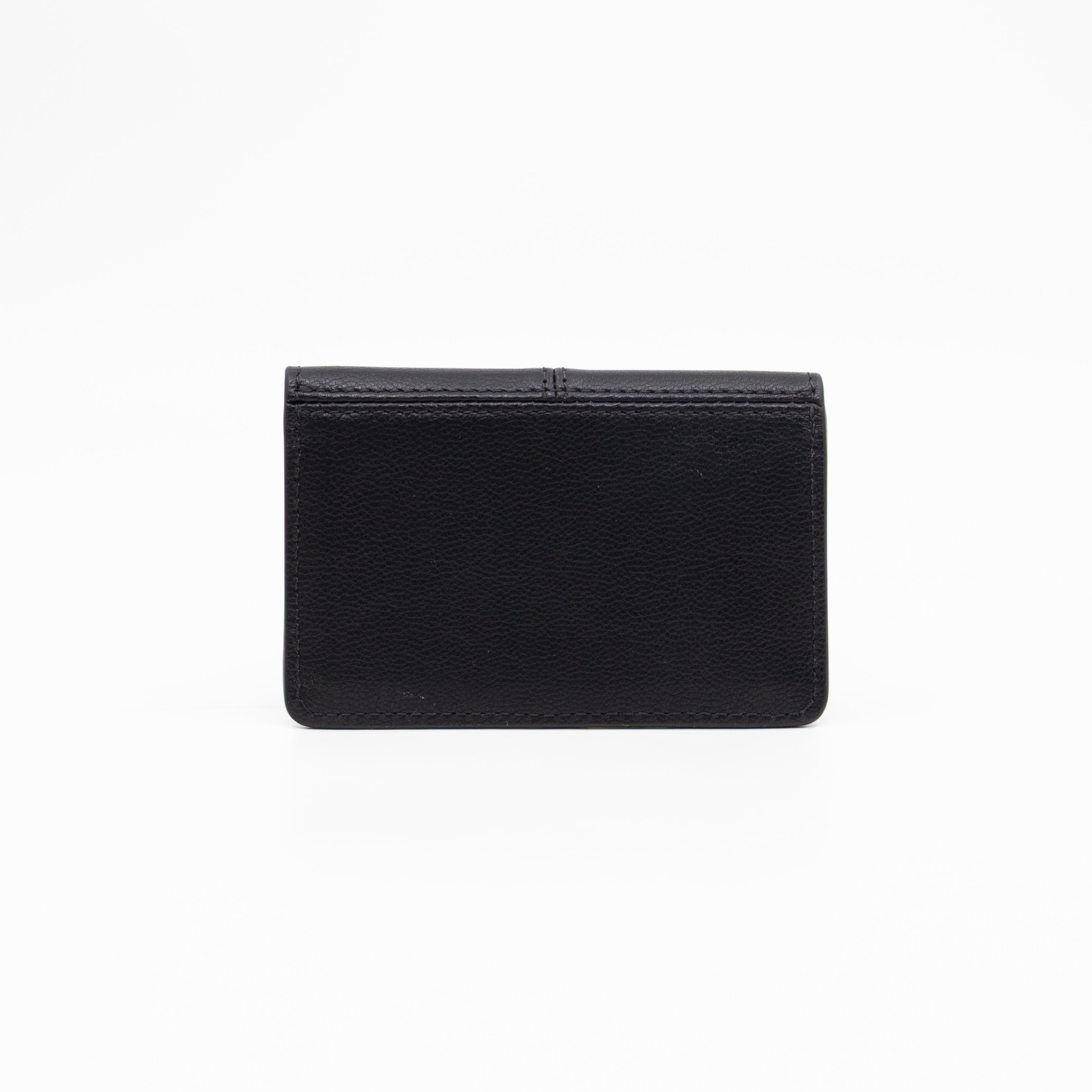 Press Stud Coin Pouch Black Leather