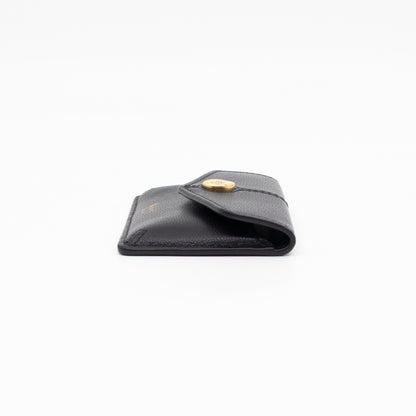Press Stud Coin Pouch Black Leather