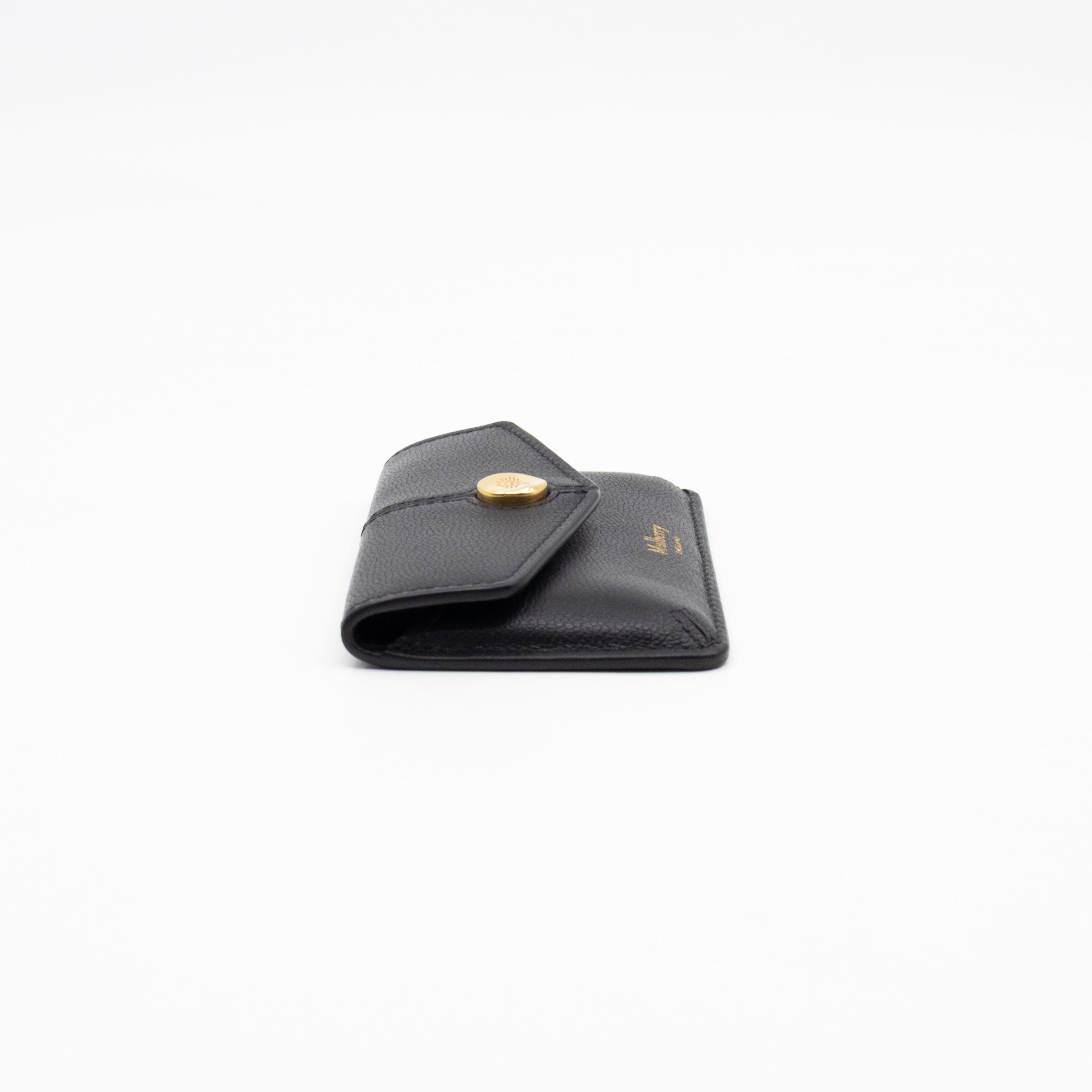Press Stud Coin Pouch Black Leather