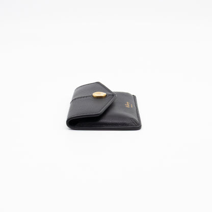 Press Stud Coin Pouch Black Leather