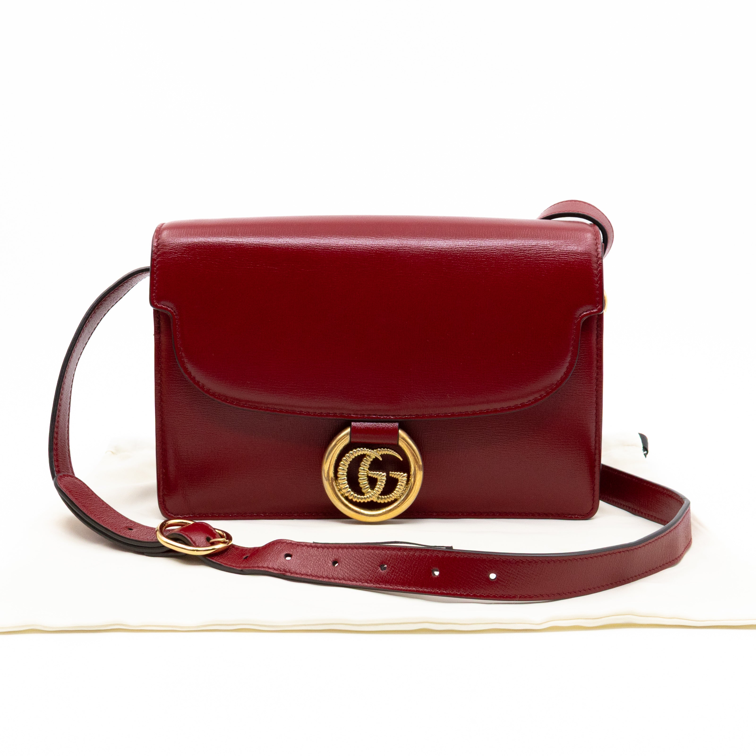 GG Ring Small Shoulder Bag Red Leather