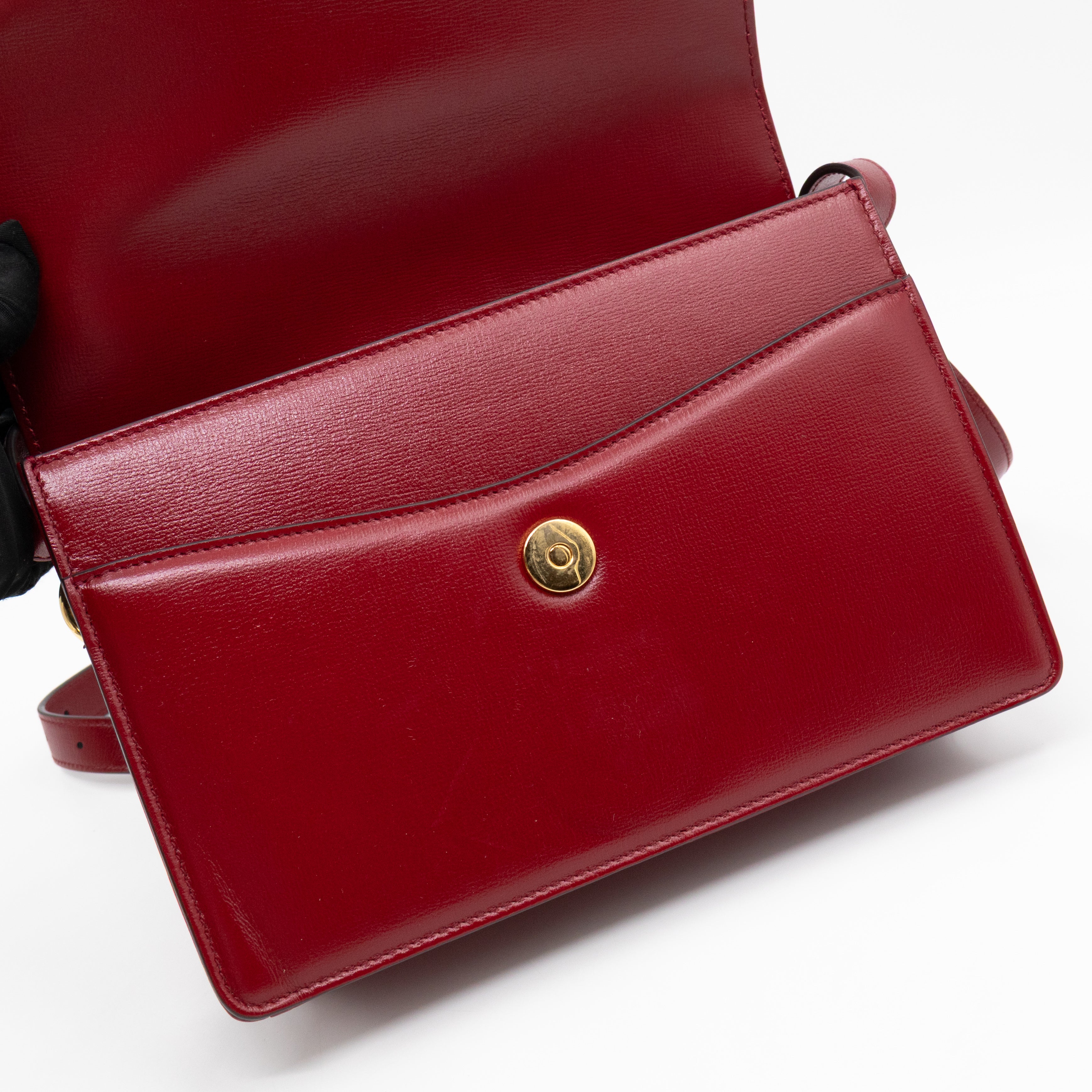 GG Ring Small Shoulder Bag Red Leather