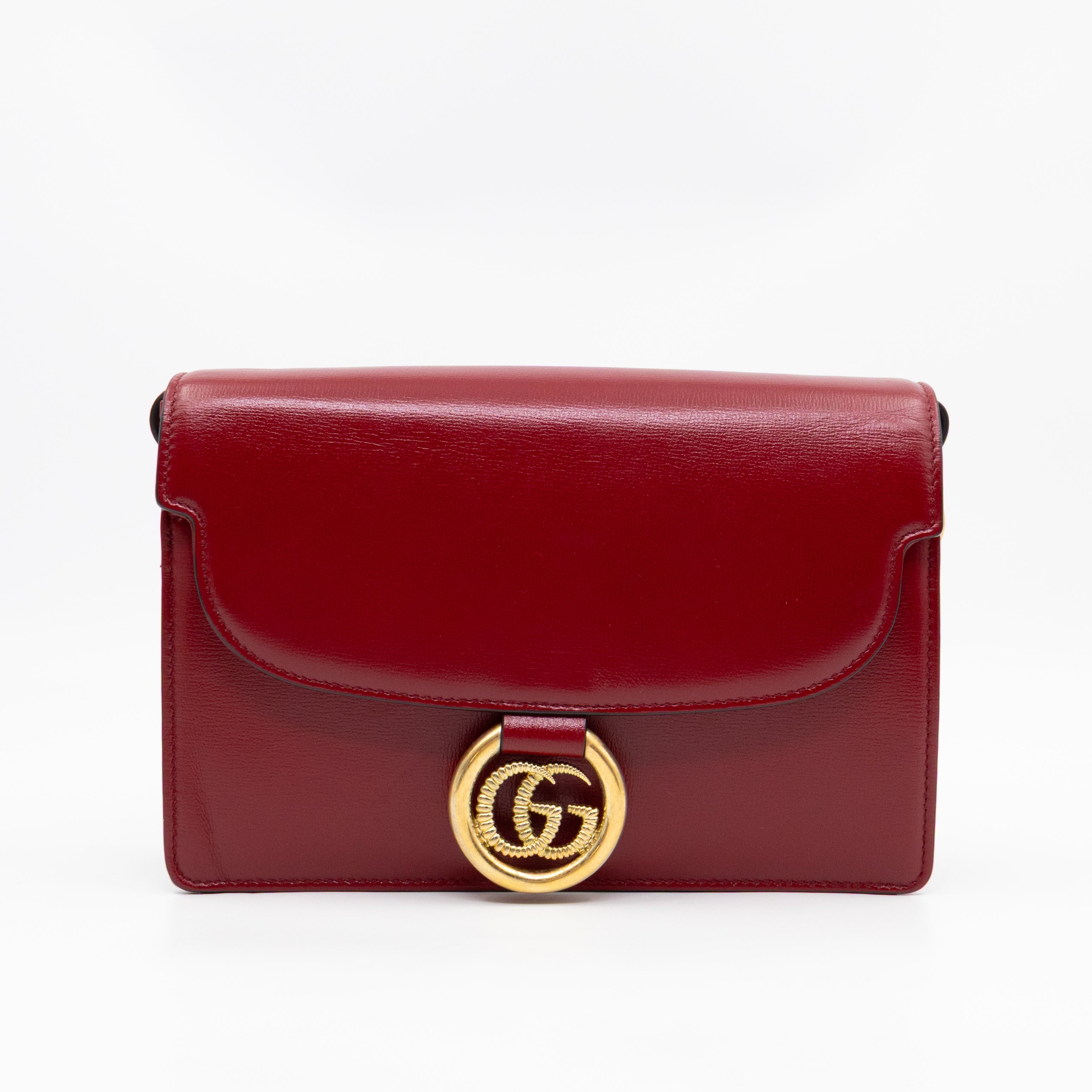 GG Ring Small Shoulder Bag Red Leather
