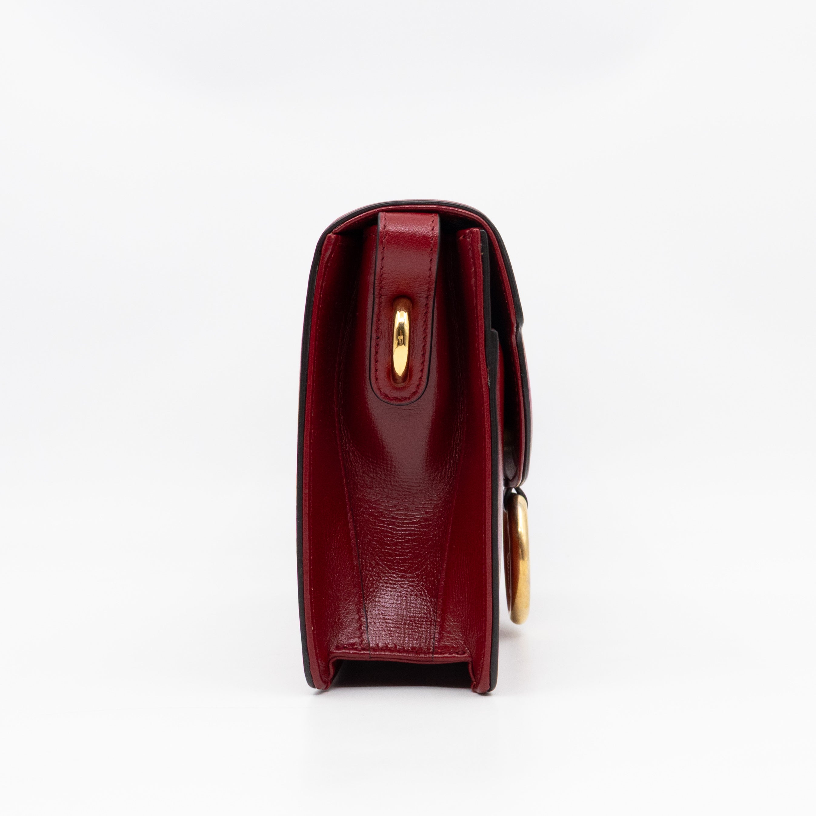 GG Ring Small Shoulder Bag Red Leather