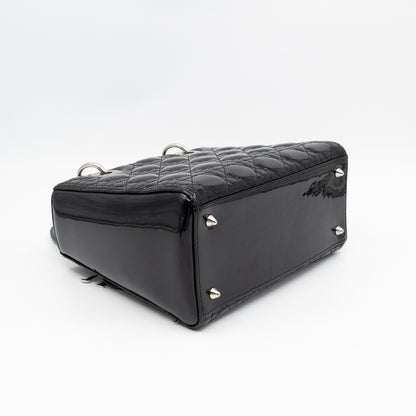 Lady Dior Medium Black Patent Leather