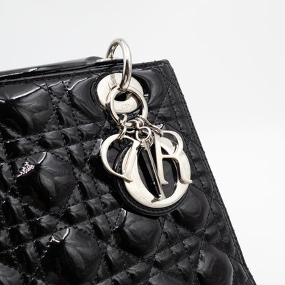 Lady Dior Medium Black Patent Leather
