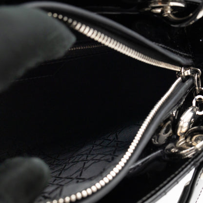 Lady Dior Medium Black Patent Leather
