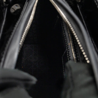 Lady Dior Medium Black Patent Leather