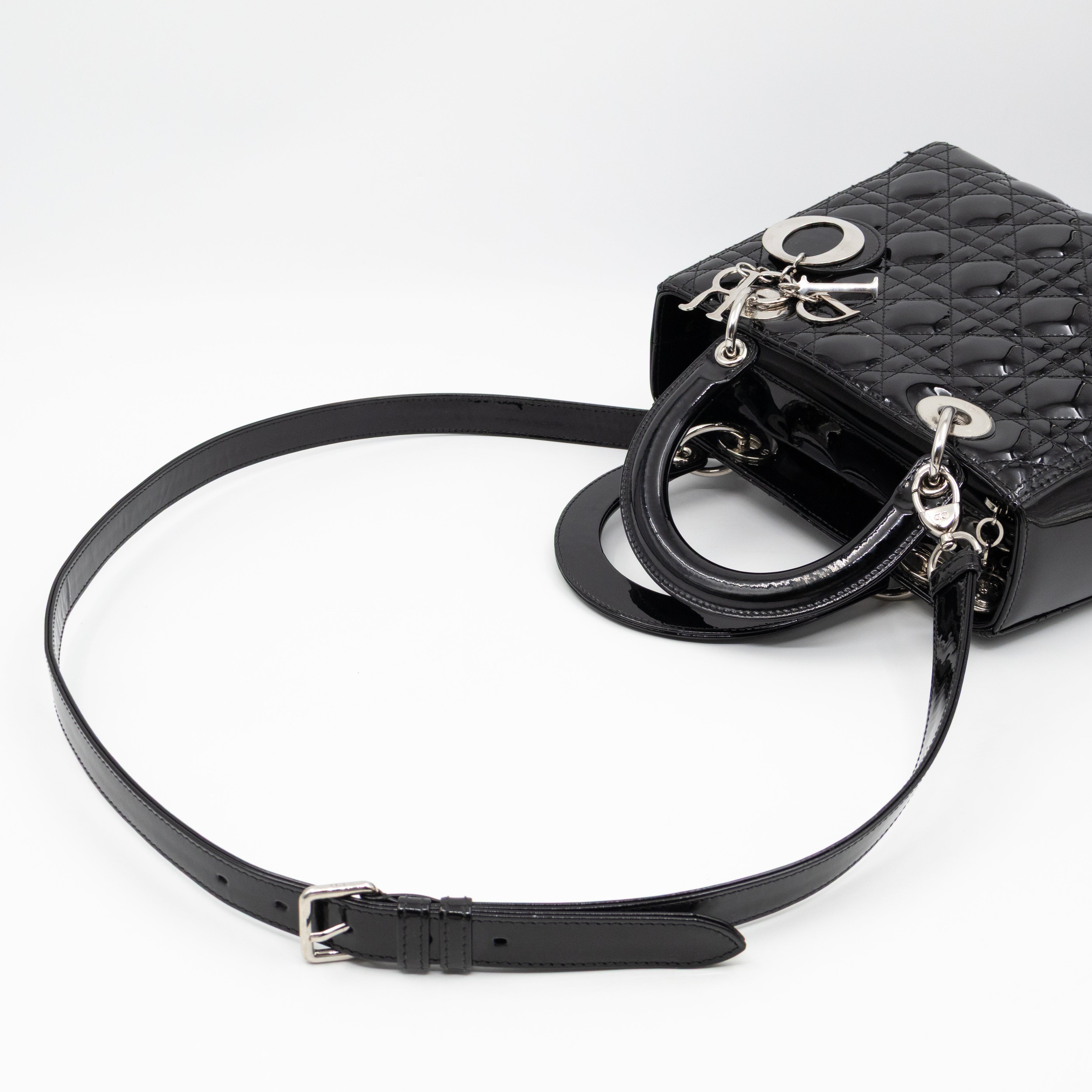 Lady Dior Medium Black Patent Leather